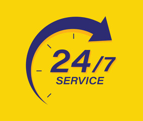  24 Hours 7 Days service vector illustration