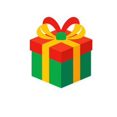 Christmas Gift Box with Colorful Ribbon