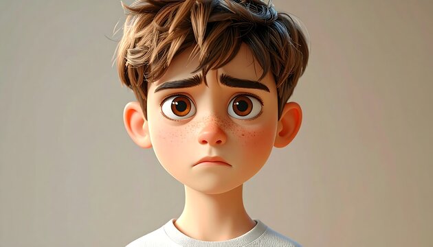 Sad Boy Cartoon Illustration.