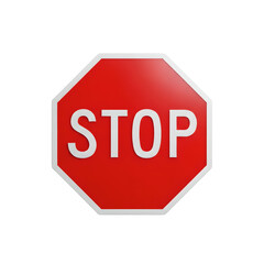 Obraz premium Red 3D Stop Sign Road Signal Isolated On Transparent Background