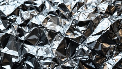 Shimmering Metallic Surface With Intricate Folds and Reflections Captured in Detail
