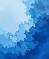 Abstract Blue Watercolor Texture. Gradient Sky to Deep Navy Artistic Background