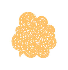 Crayon scribble speech bubble with organic, hand drawn cloud shape. Abstract balloon quote as playful message rectangle, creative graphic for child or communication decor, yellow tone for modern