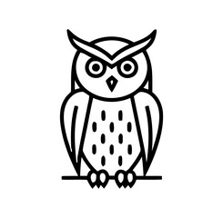 Simple line drawing of an owl perched on a branch