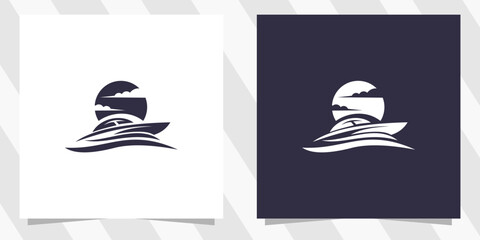sailing yacht silhouette logo design