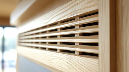 Obraz premium Wood Grill with Interior, Design, Ventilation, and Architecture.