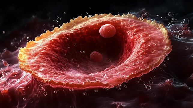 3D render Red Blood Cell with pathogens with macro, and medical concept.