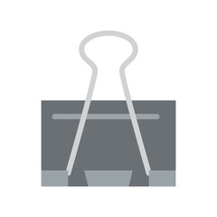 A Simple Gray Binder Clip with Silver Metal Arms Against a Transparent White Background Isolated Office Supply Object