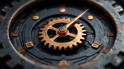 Fototapeta premium Detailed Antique Clock Mechanism with Time, Gear, CloseUp, and Vintage.