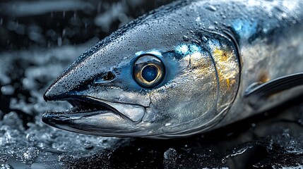 Fresh Catch Icy Blue Gaze of the Seas Bounty on Black.