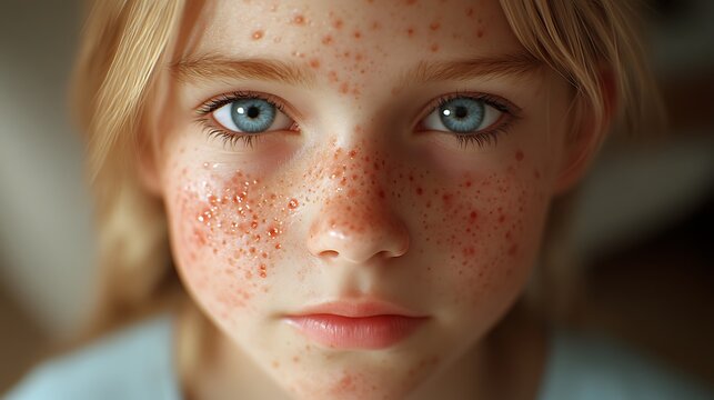 Girl with freckles, beauty, blue eyes, and portrait.
