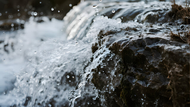 water stream on rocky cliff