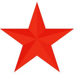 A simple red five-pointed star icon against a transparent background with subtle shading creating a...