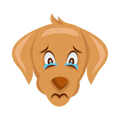 Sad Brown Dog Face Illustration With Blue Tears Crying Emotions Transparent Background