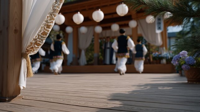 Traditional Parade with Dancers Performing in Embroidered Costumes at Cultural Celebration Event