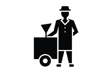 ice vendor silhouette vector art