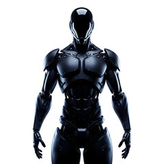 Fototapeta premium Futuristic humanoid robot stands a sleek metallic figure isolated on transparent background