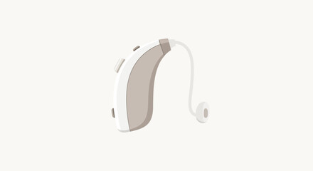 Depiction of modern behind the ear digital hearing aid device isolated