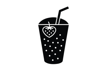 strawberry drink silhouette vector art