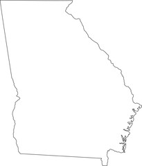 Simple vector outline of Georgia state boundary, a clean and minimalist graphic representation of the Southeastern U.S. territory.

