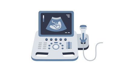 Modern ultrasound machine illustration showcasing fetal imaging technology