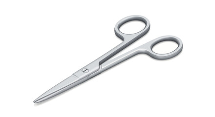 Obraz premium Surgical scissors, stainless steel, medical instrument, isolated on white