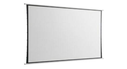 Blank projector screen, a presentation board or white movie display mockup. Isolated on transparent background, png