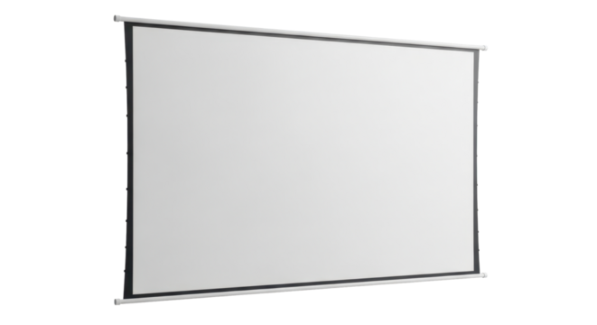 Blank projector screen, a presentation board or white movie display mockup. Isolated on transparent background, png