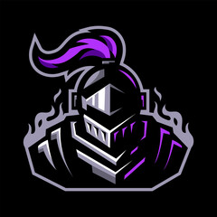 Knight warrior on fire mascot logo