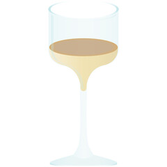 A Tall Stemmed Glass Filled with Golden Amber Liquid on a Transparent Background With Subtle Blue Highlights Reflecting Light