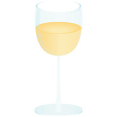 A Tall Stemmed Glass Filled With Golden Yellow White Wine on a Transparent Background