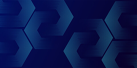 Dark blue background with hexagon geometric lines pattern. Abstract shiny hexagon lines. Futuristic technology concept. Eps 10