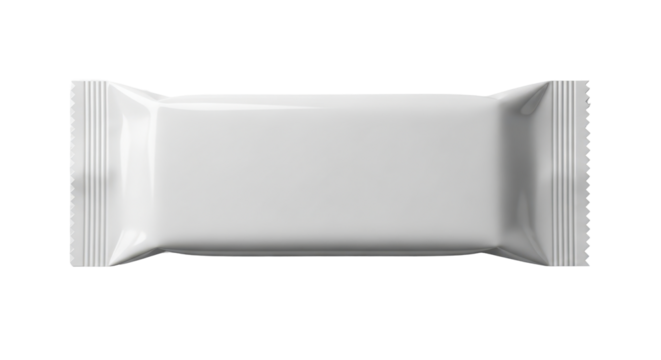 Blank protein or snack bar package mockup, isolated on transparent background