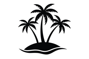 tropical island silhouette vector art