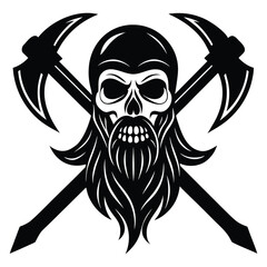 Skull with beard and crossed axes emblem
