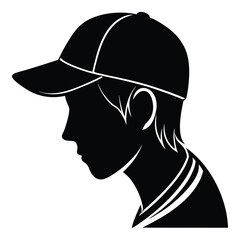 Silhouette profile of a young person wearing a baseball cap and t shirt