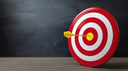 Vibrant Red and Yellow Target on Blackboard Wall for Conceptual Focus and Goals