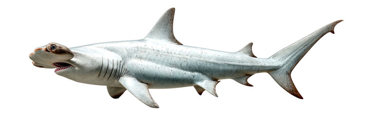 Transparent Png of a Majestic Hammerhead Shark Swimming Gracefully, Marine Predator in Dynamic Action, Isolated Oceanic Wildlife, Side View Aquatic Creature
