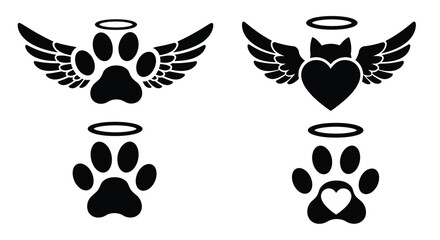 Angel wings and paw prints a memorial design for beloved pets