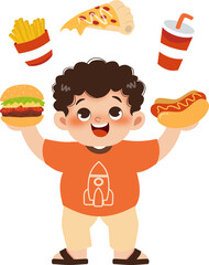 boy with fast food