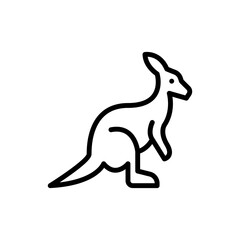 Simple black line art illustration of a kangaroo on a white background with a transparent background in a graphic design style