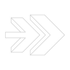 Simple Black Line Drawing Arrow Symbol Indicating Direction and Movement on a Transparent Background with a White Background