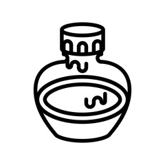Simple black line drawing of an ink bottle with a cap on a transparent background