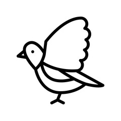 Simple Line Art Drawing of a Bird in Flight with Wings Spread Wide and Feathered Edges on a Transparent Background