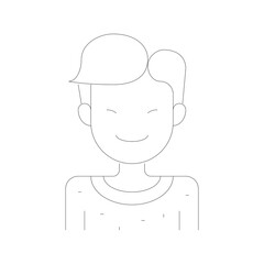 Simple Dotted Line Avatar Icon Representing a Person with Short Hair and Collar Detail on Transparent Background