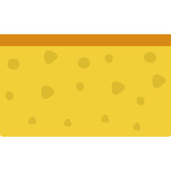 Abstract illustration of a yellow sponge texture with orange trim on a transparent background simple graphic design