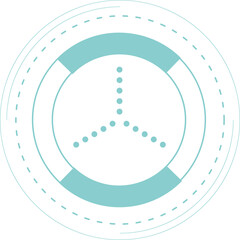 Abstract Teal Circular Geometric Design with Dotted Lines and Concentric Circles on Transparent Background