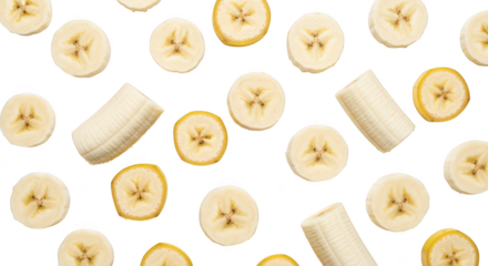 Fresh Banana Slices Pattern On Black Background