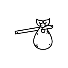 Simple Doodle Of A Hobo Stick With A Bundle On A Transparent Background World Television Day Flat Doodle