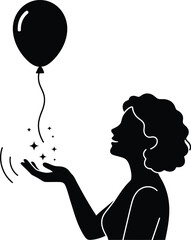 Parent Releasing Balloon Silhouette Symbolizing Stress Release

